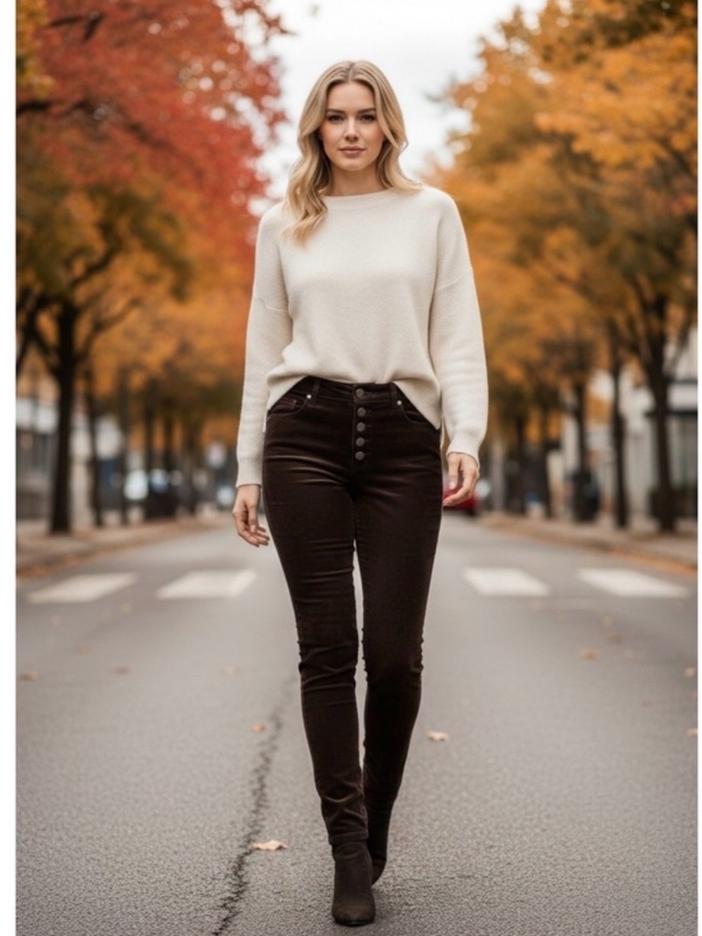 CAbi Black High-Rise Corduroy Pants with Button Fly Closure 4